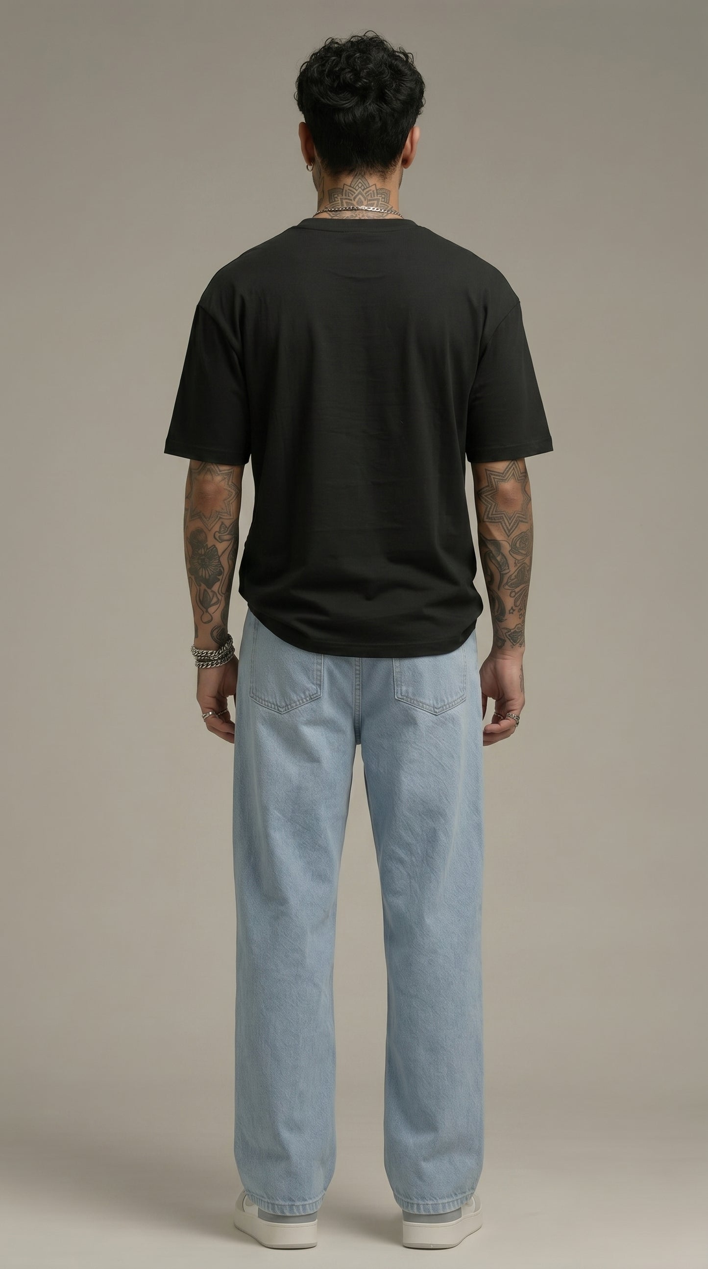 Light Blue Loose Fit Baggy Jeans for Men