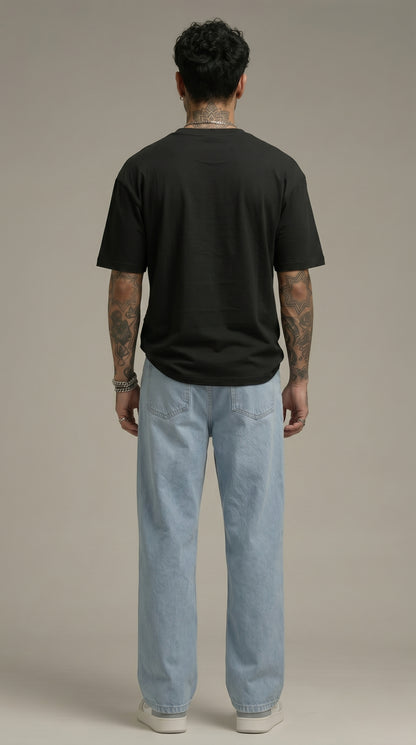 Light Blue Loose Fit Baggy Jeans for Men