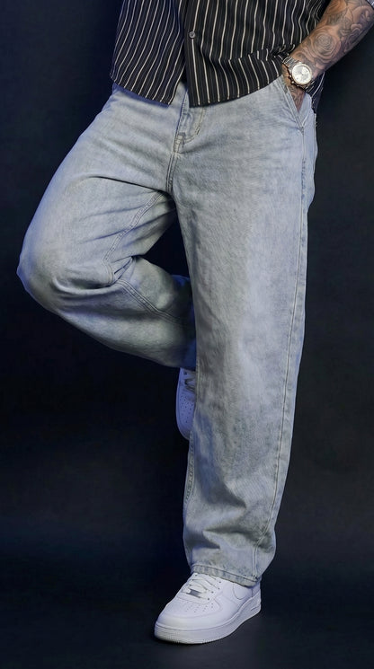 Old Money Striped Shirt & Baggy Jeans Combo set